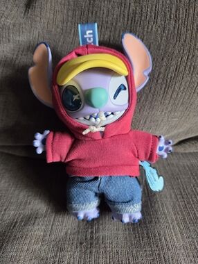 Stitch Plush Doll in Red Hoodie with Blue Jeans - Kids Toy